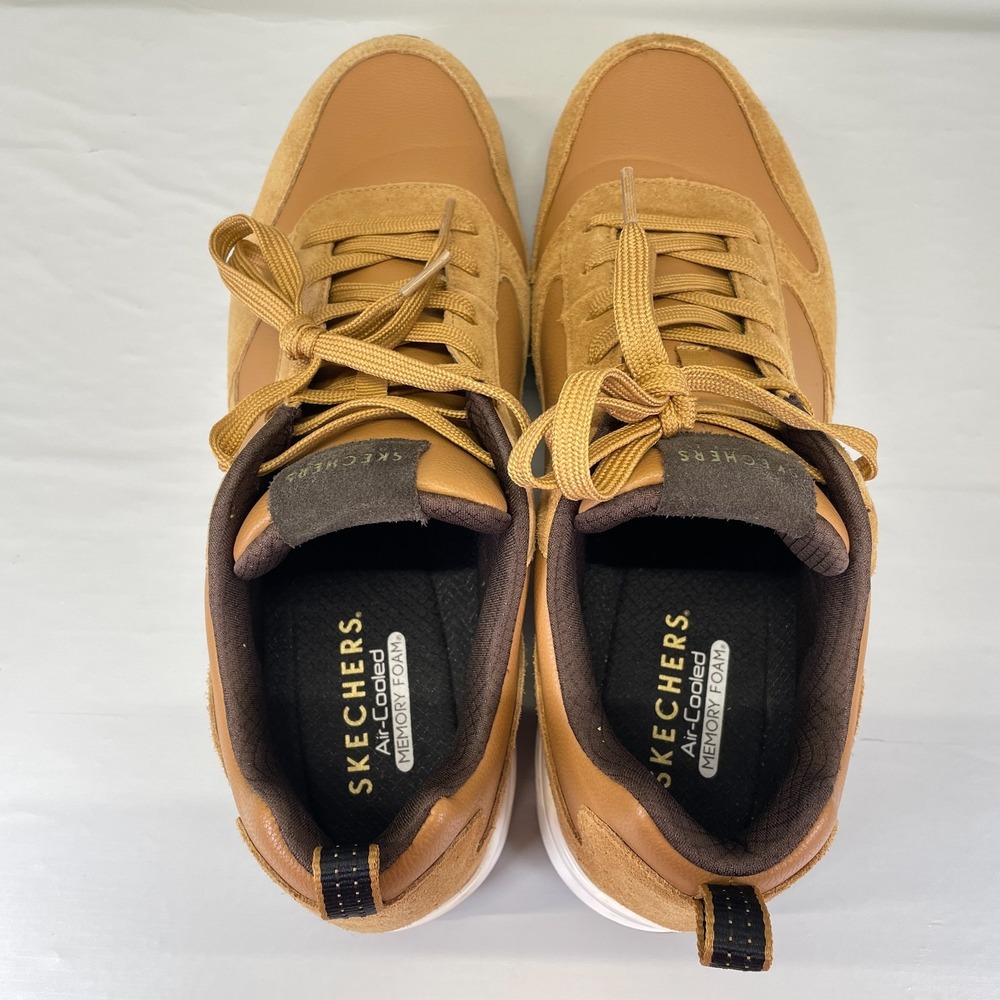 Skechers Uno Stacre Shoes Mens Size 13 Brown Leather Lace Up Comfort Sneakers - Picture 6 of 10